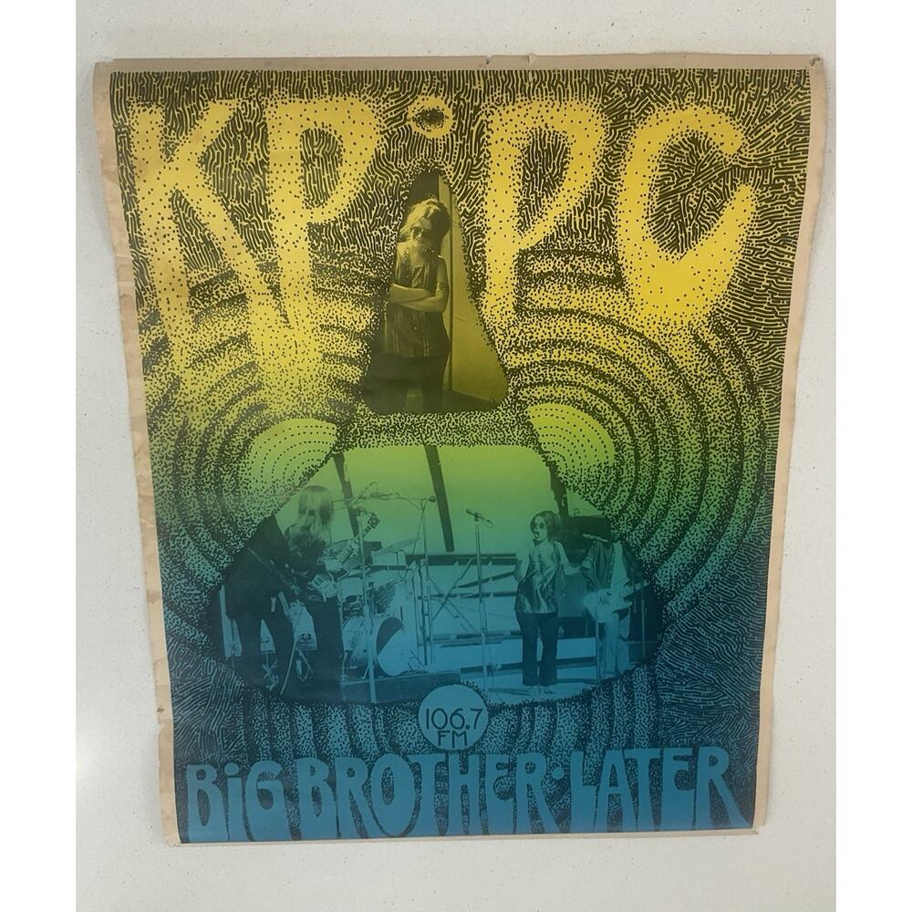 Vintage KPPC 106.7 FM Psychedelic Poster - Big Brother Later 1960s 23” X 29”